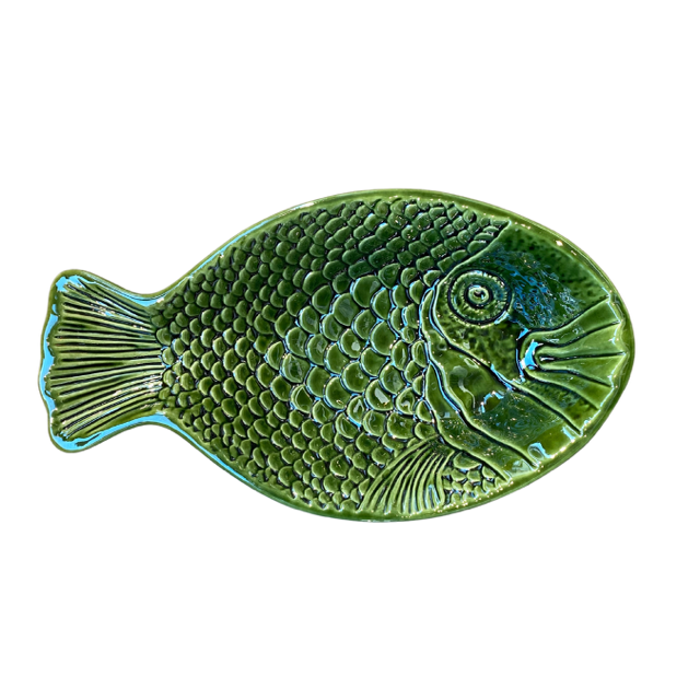Duro Ceramics - schaal Vis - 36x21,5 cm - groen