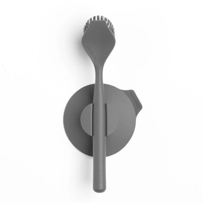 Brabantia - afwasborstel met zuignaphouder - grijs