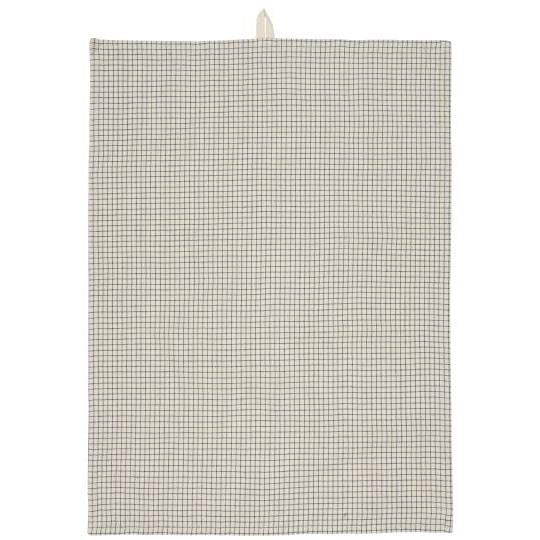 IB Laursen - theedoek Huxi - ruitjes naturel/blauw - 50 x 70 cm