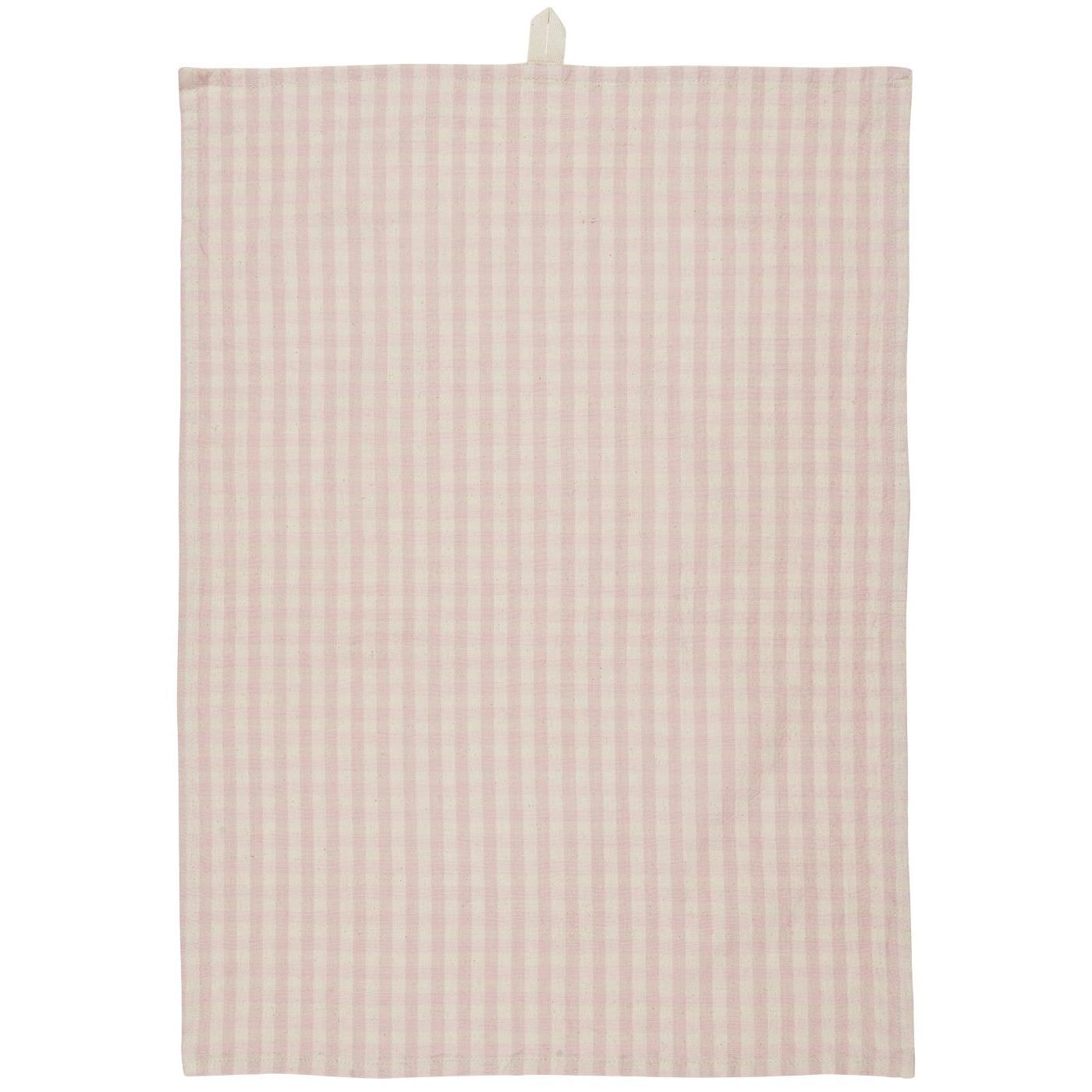IB Laursen - theedoek Elina - ruitje lichtroze/naturel - 50 x 70 cm