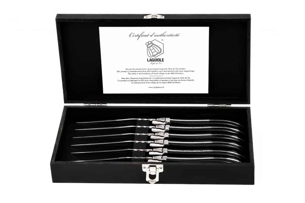 Style de Vie - ebbenhouten steakmessenset Laguiole - zwart - 6 stuks