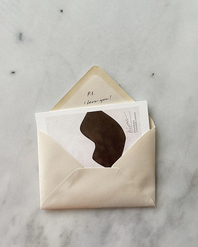 My Deer Art Shop - kaart + envelop Bisous - zwart