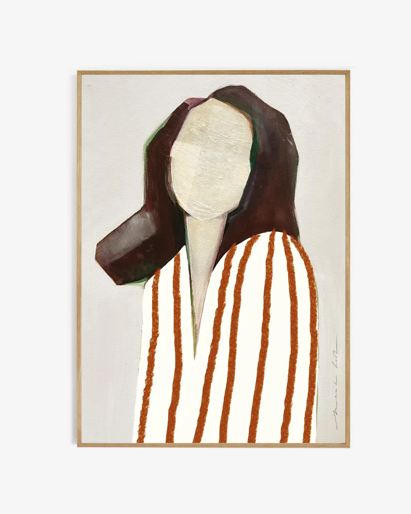 My Deer Art Shop - art print - Lady in stripes - zonder lijst - oranje - 14.8 x 21 cm