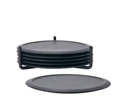 Zone Denmark - onderzetters met houder - 6 stuks - zwart