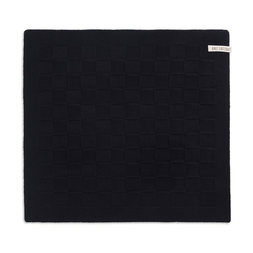 Knit Factory - gebreide keukendoek blok - zwart