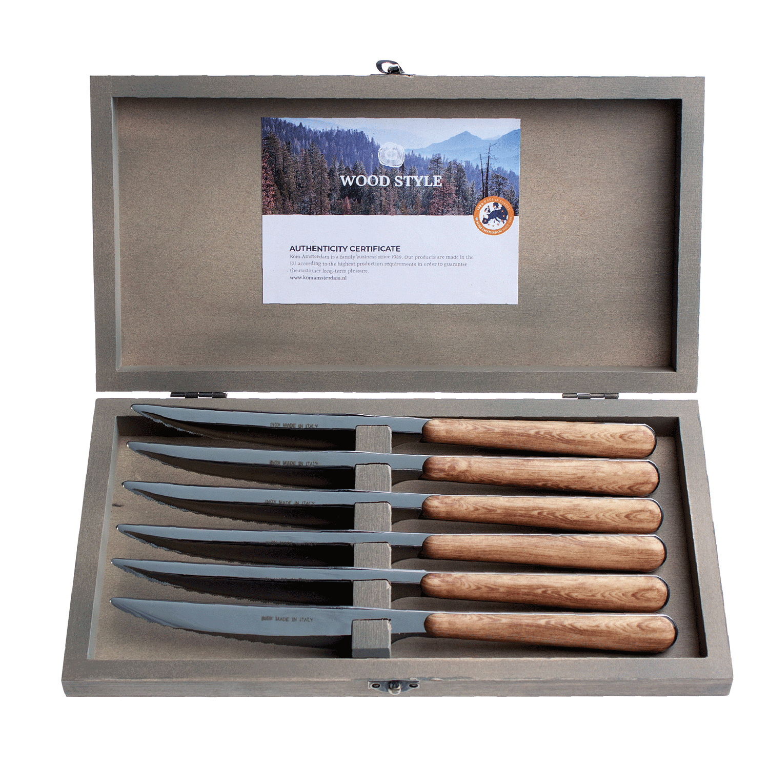 Kom Amsterdam - Wood style steakmessen - cederhout - 6dlg