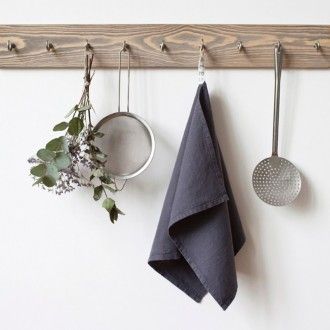 Linen Tales - linnen theedoek - dark grey - 45 x 65 cm