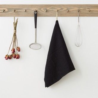 Linen Tales - linnen theedoek black - 45 x 65 cm.