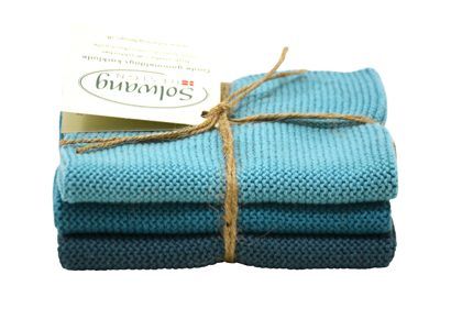 Solwang Design - vaatdoekjes - set van 3 - azuurblauw combi
