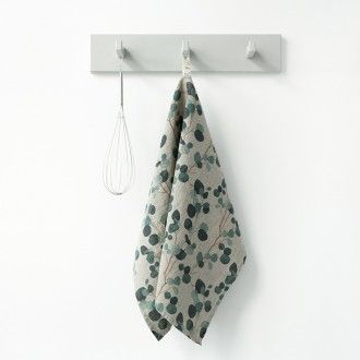 Linnen theedoek - Eucalyptus naturel/groen - 45 x 65 cm.