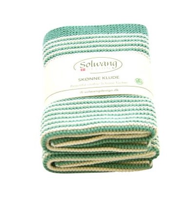 Solwang Design - vaatdoekjes gestreept - groen/wit - set van 2